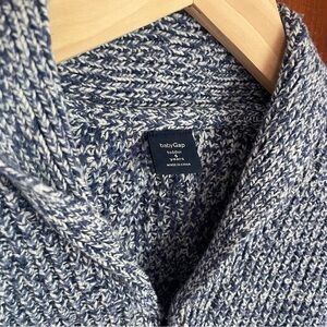 Baby GAP shawl neck grandpa sweater, blue/white knit, size 5